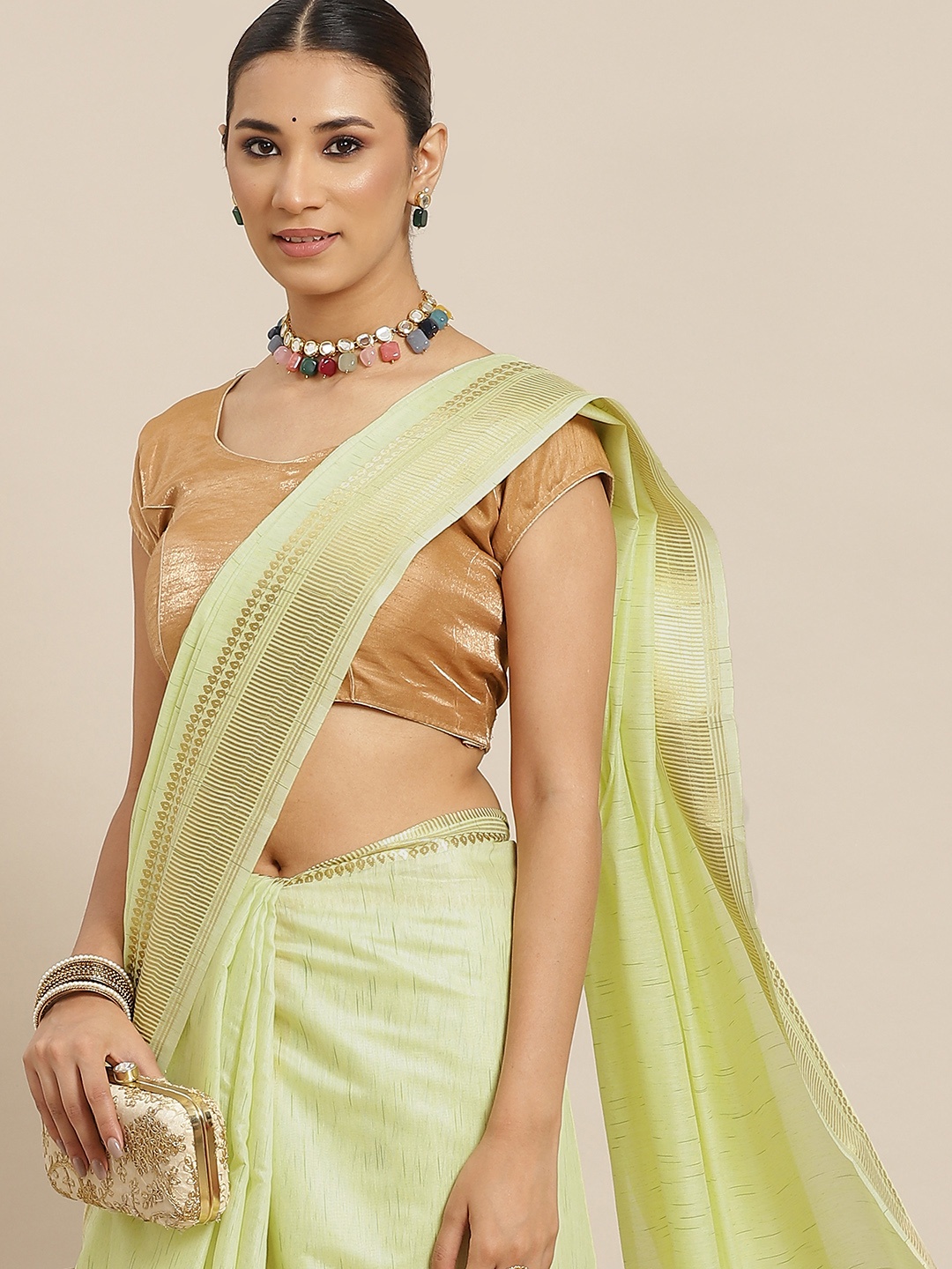 

Havida Sarees Lime Green Woven Design Saree