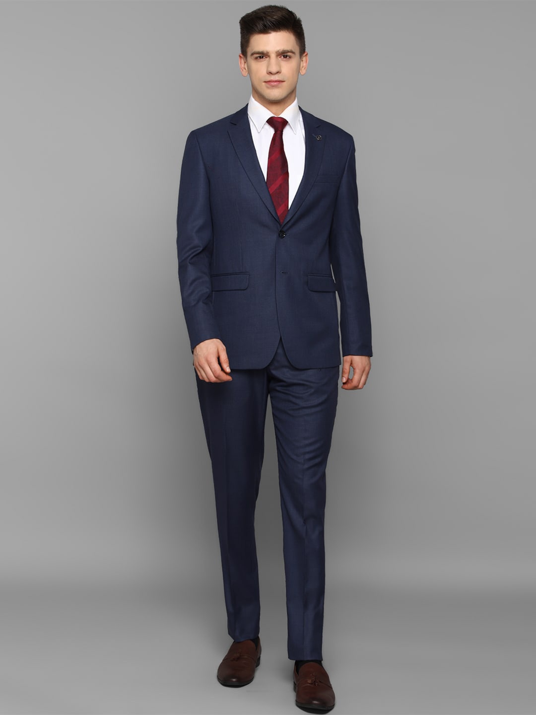 

Allen Solly Men Navy Blue Solid Single-Breasted Slim-Fit Suit