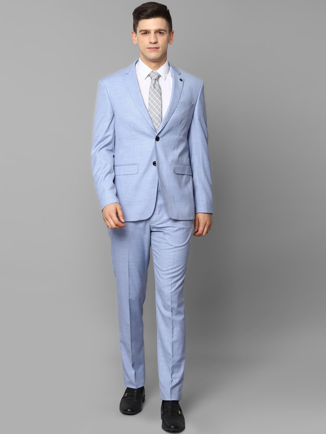 

Allen Solly Men Blue Solid Single-Breasted Slim-Fit Suit