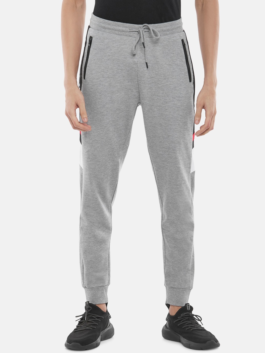 

People Men Grey Melange Solid Joggers