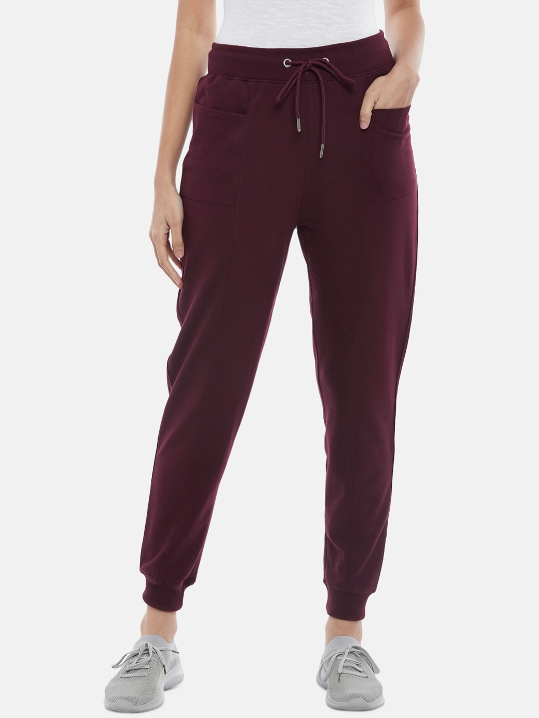 

People Women Maroon Solid Joggers