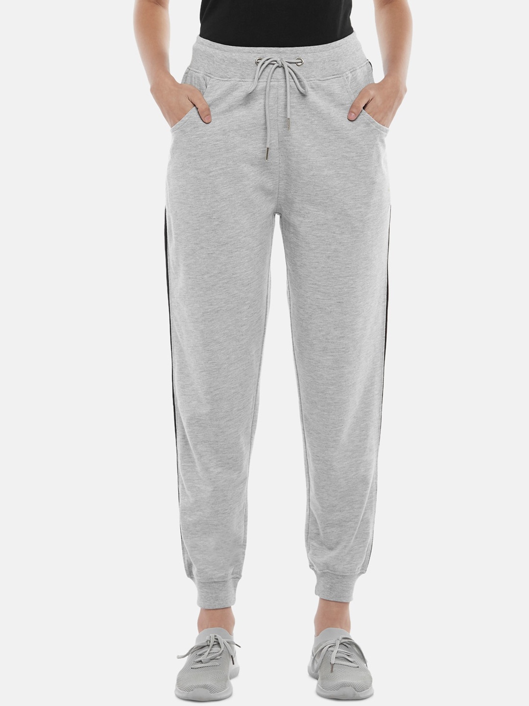 

People Women Grey Melange Solid Joggers