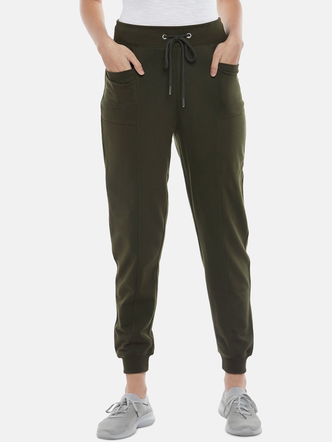 

People Women Olive Green Solid Joggers