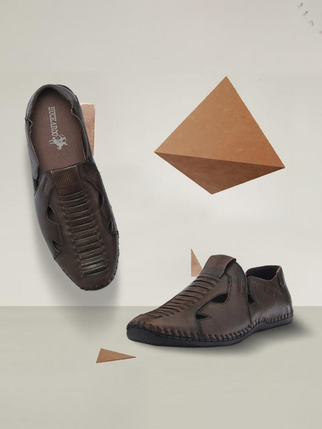 

Buckaroo Men Brown Textured Leather Slip-On Sneakers