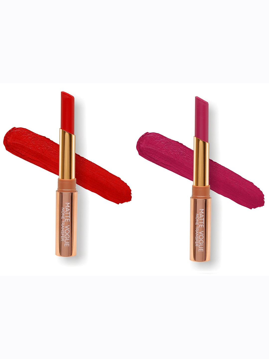 

ME-ON Set of 2 Matte Vogue None-Transfer Lipsticks - Shade 01 & 08, Red