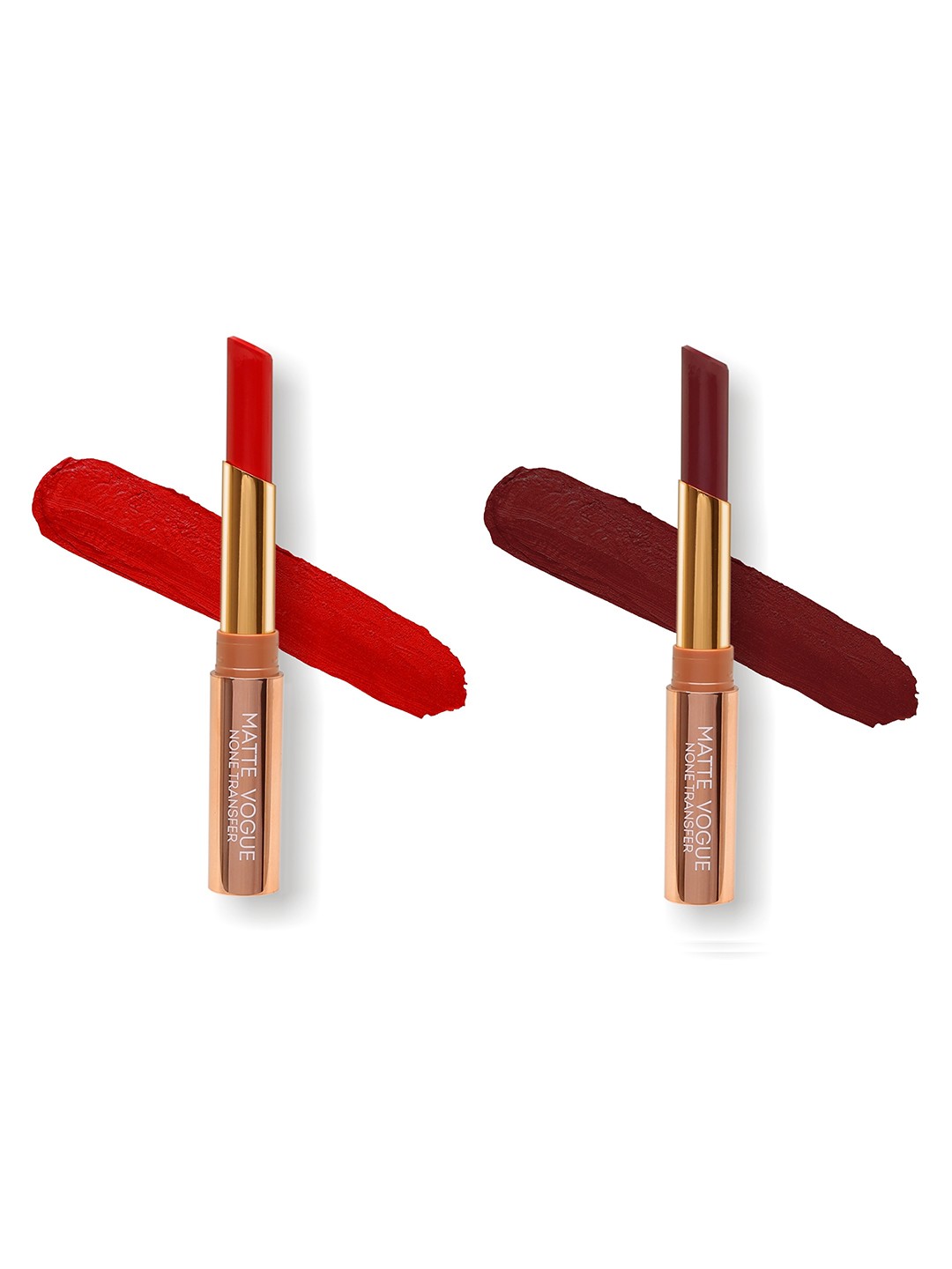 

ME-ON Set of 2 Matte Vogue None-Transfer Lipsticks - Shade 01 & 12, Red