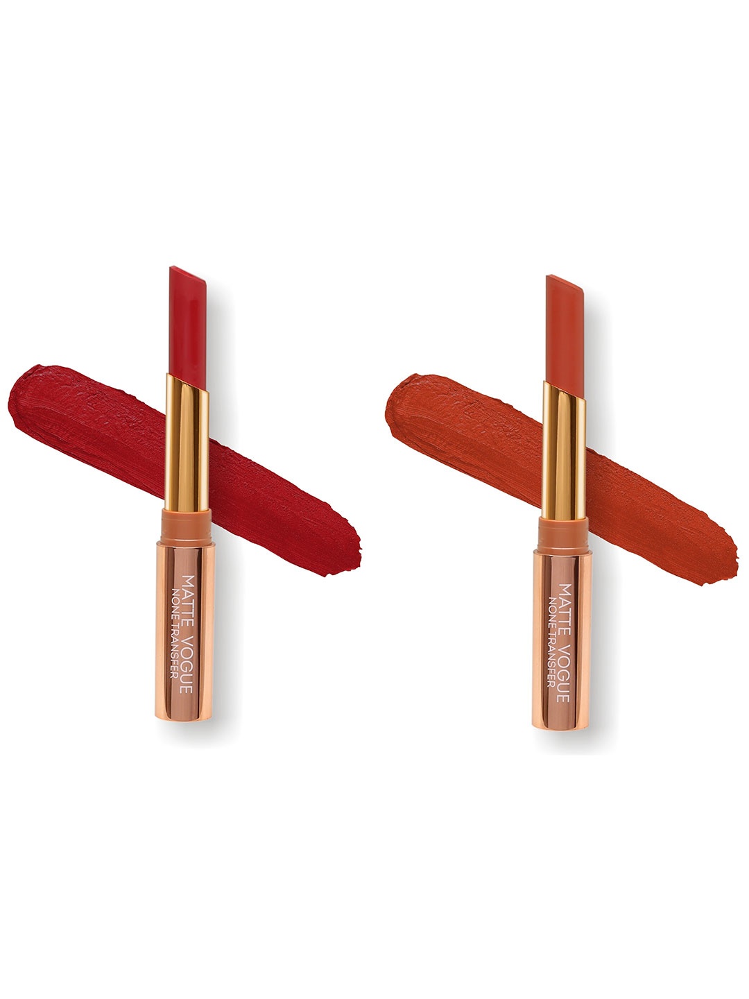 

ME-ON Set of 2 Matte Vogue None-Transfer Lipsticks - Shade 04 & 15, Red