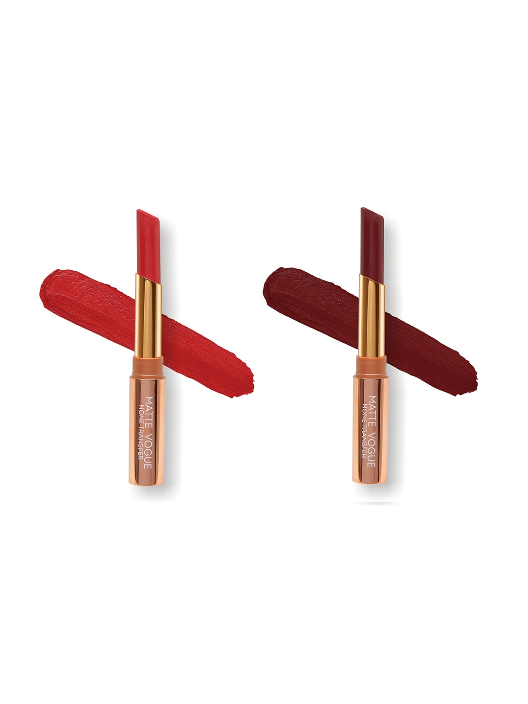 

ME-ON Set of 2 Matte Vogue None-Transfer Lipsticks - Shade 07 & 12, Red