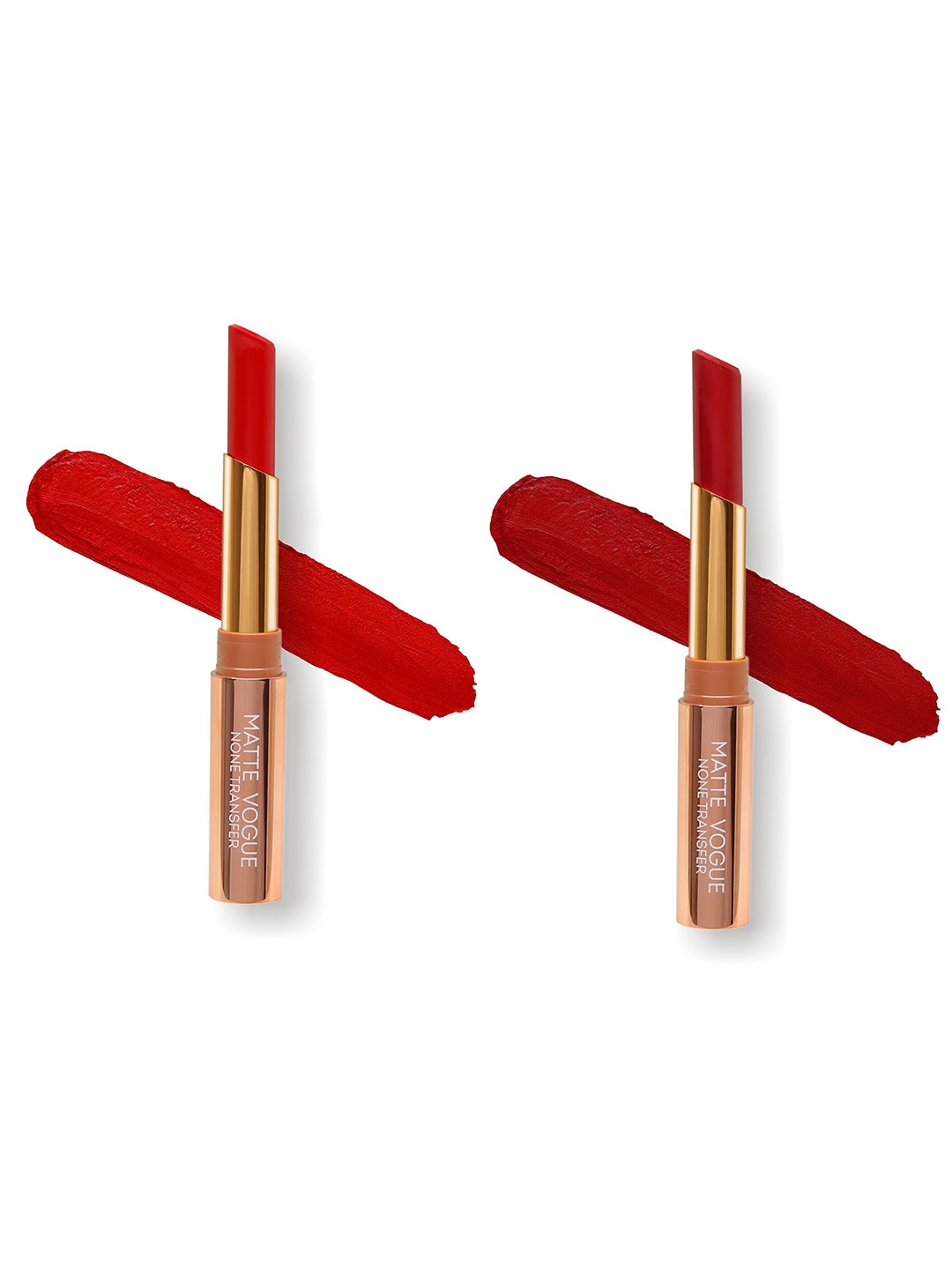 

ME-ON Set of 2 Matte Vogue None-Transfer Lipsticks - Shade 01 & Shade 02, Red