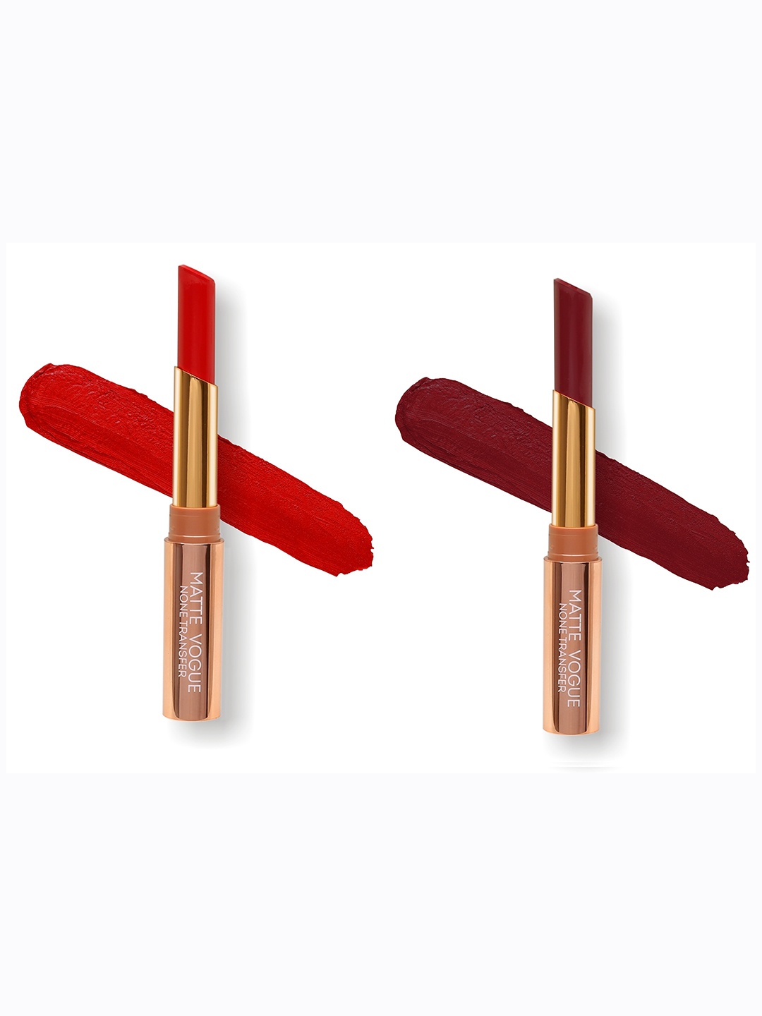 

ME-ON Set of 2 Matte Vogue None-Transfer Lipsticks - Shade 01 & 13, Red