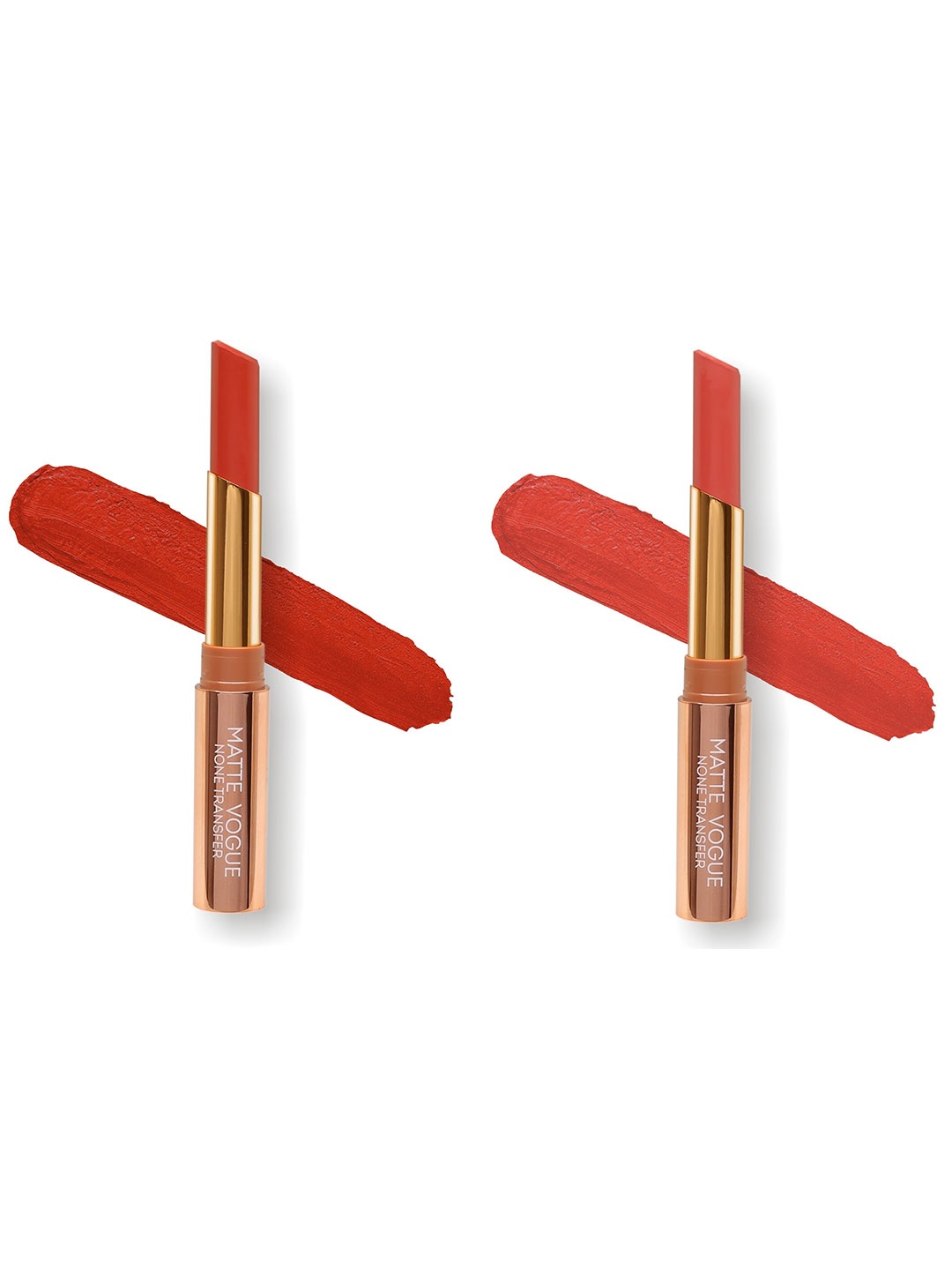 

ME-ON Set of 2 Matte Vogue None-Transfer Lipsticks - Shade 18 & 17, Orange