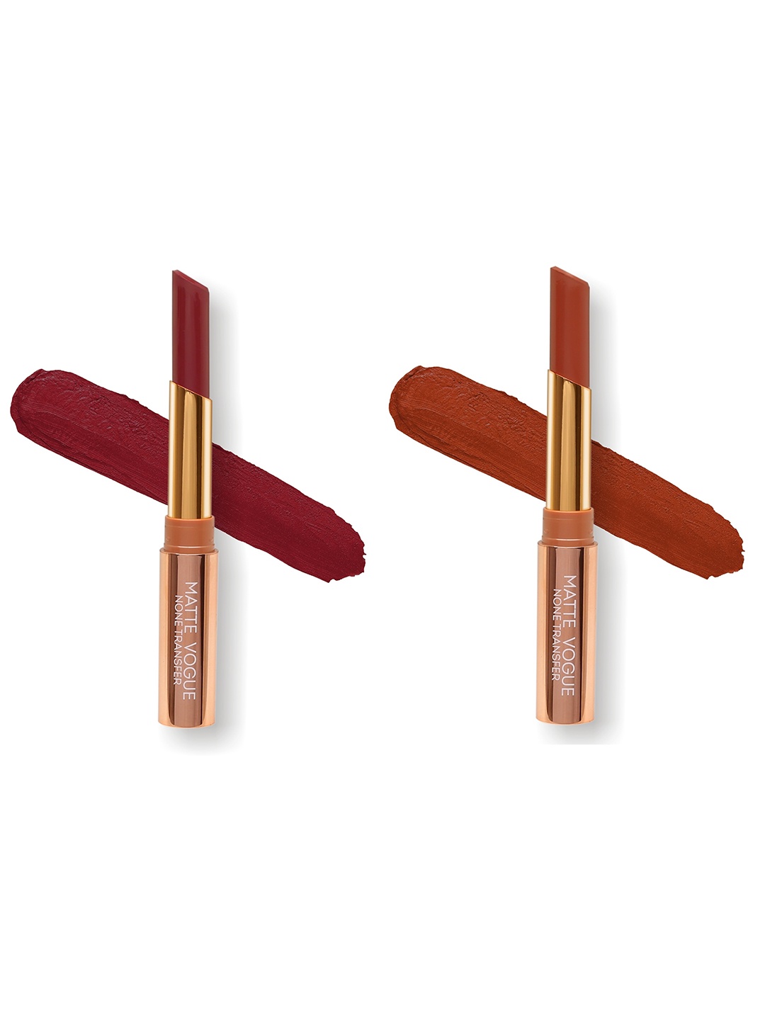 

ME-ON Set of 2 Matte Vogue None-Transfer Lipsticks - Shade 10 & 16, Brown