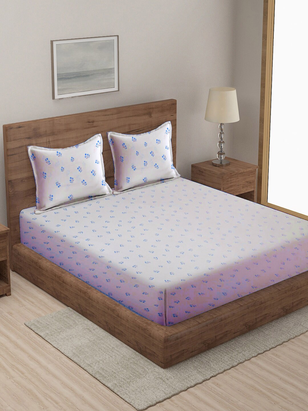 

KLOTTHE White Pure Cotton 400 TC Super King Size Double Bedsheet with 2 Pillow Covers