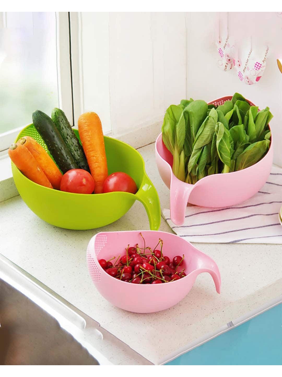 

MARKET99 Pink Solid Rice Strainer