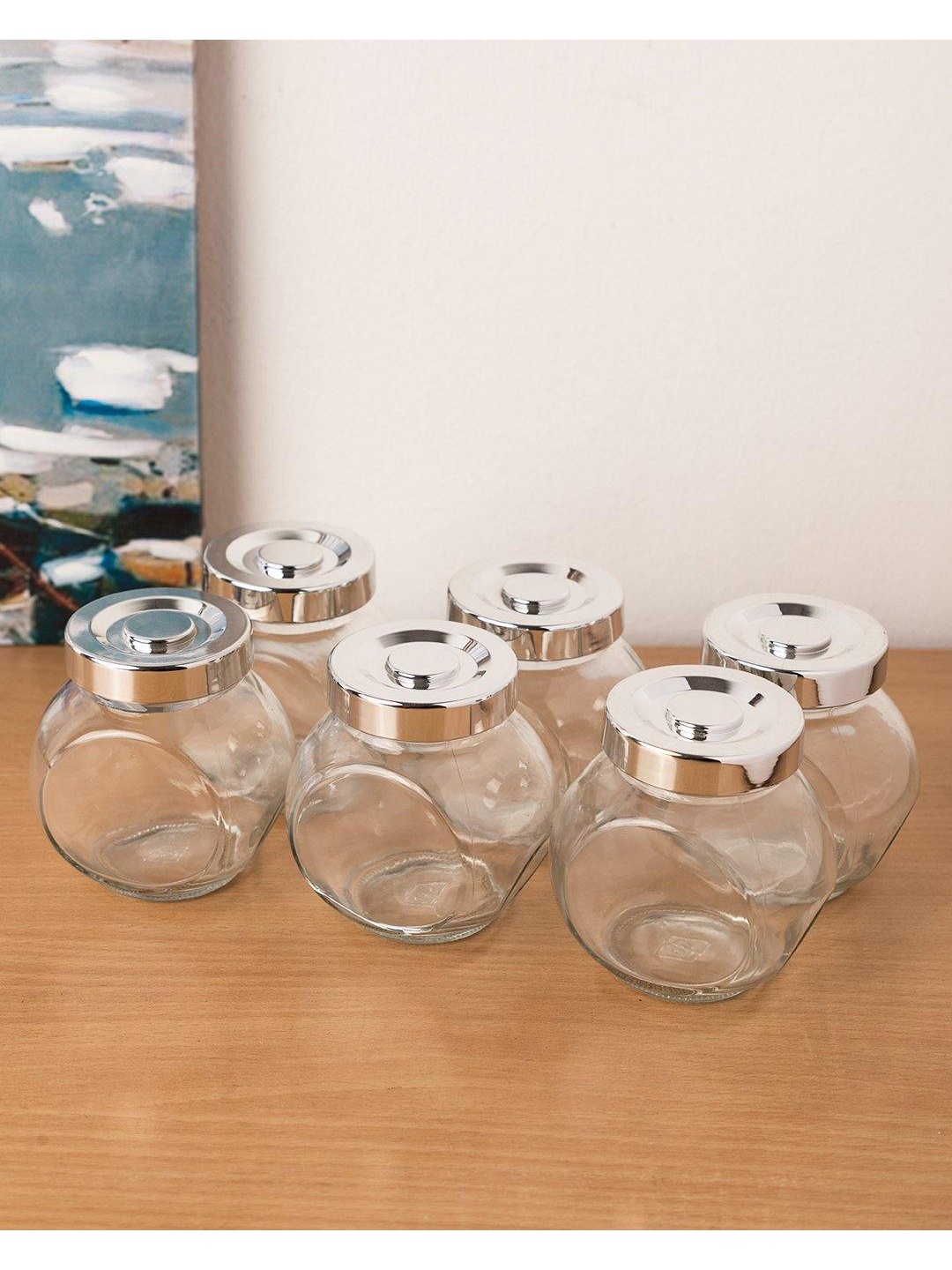 

MARKET99 Transparent 6 Pieces Glass Jars 200 ml Each