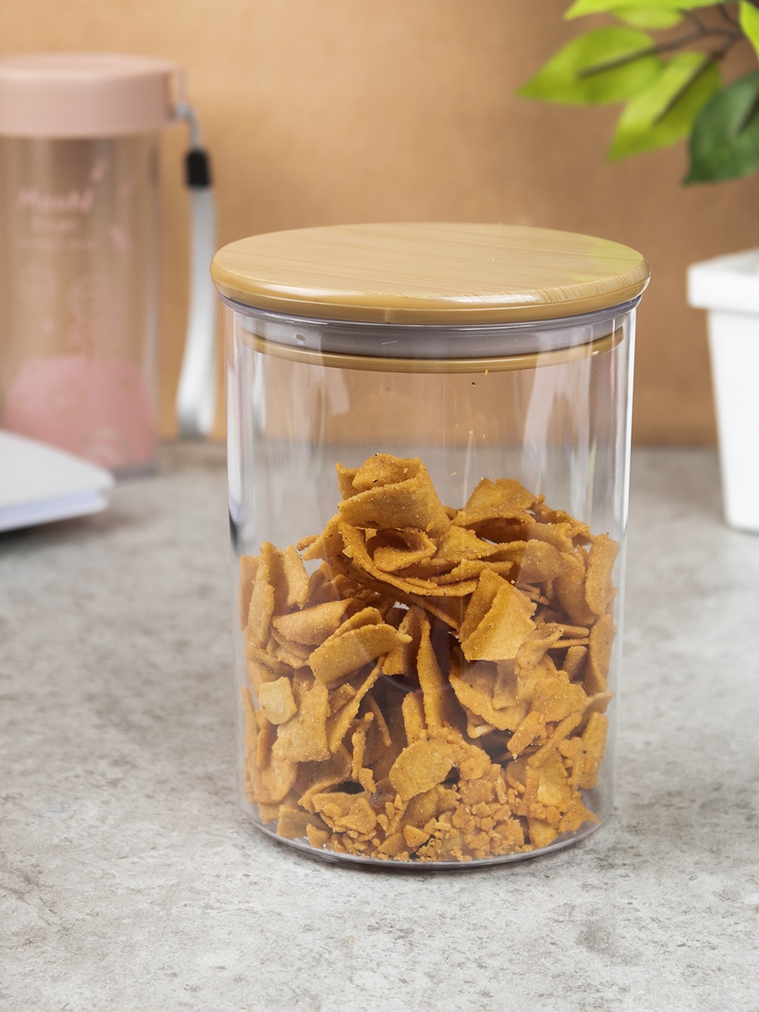 

MARKET99 Brown & Transparent Solid Glass Sealed Jar