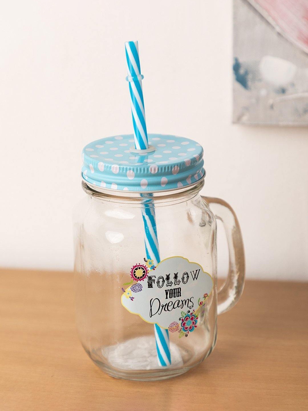 

MARKET99 Blue Text or Slogans Printed Glass Glossy Mugs Set of Cups and Mugs