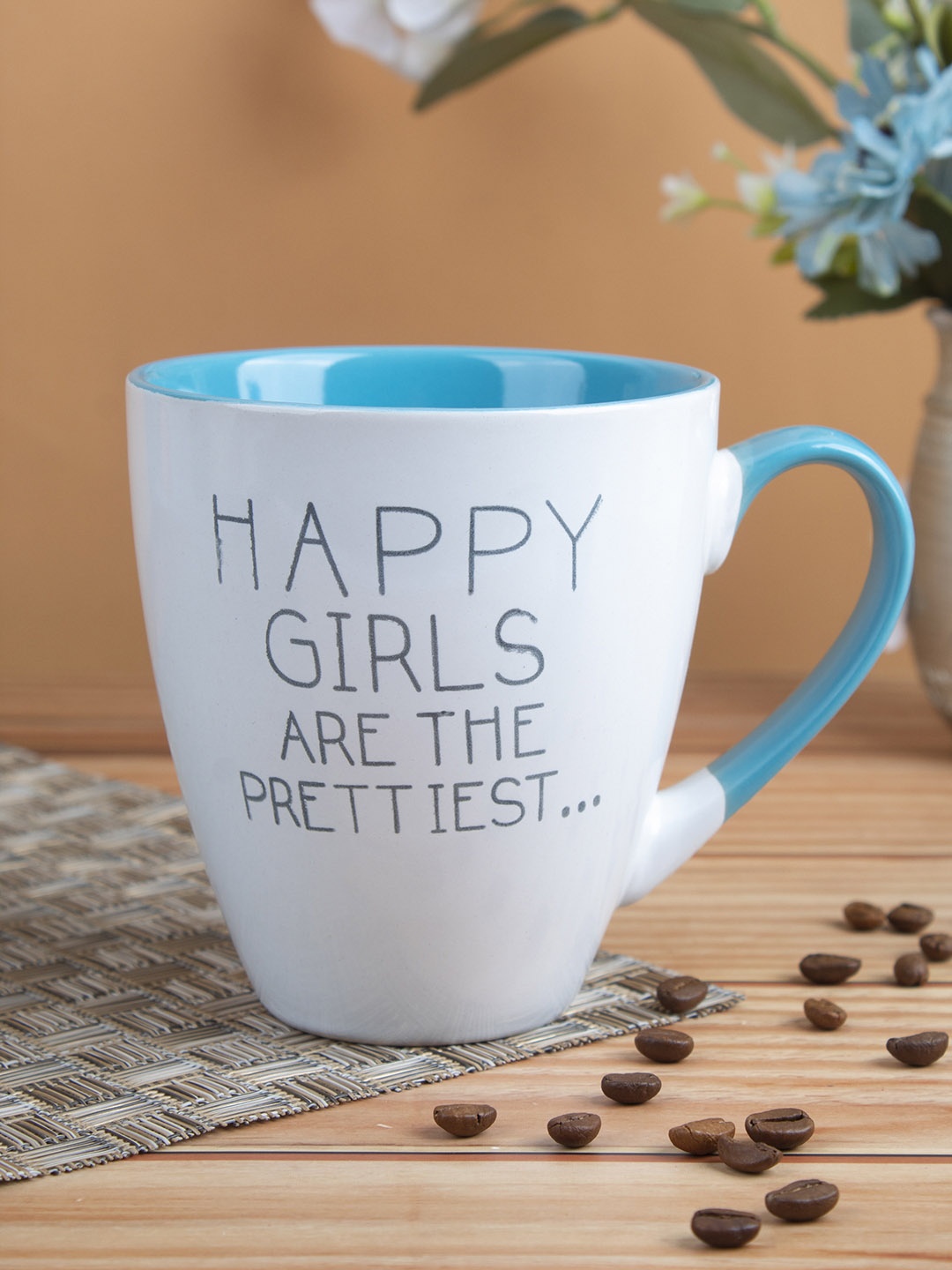 

MARKET99 Blue Text or Slogans Printed Ceramic Glossy Mugs Set of Cups and Mugs