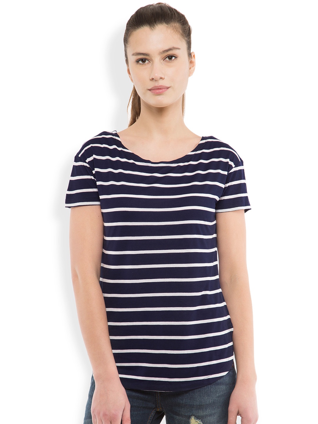 

Tokyo Talkies Navy & White Striped Top, Navy blue