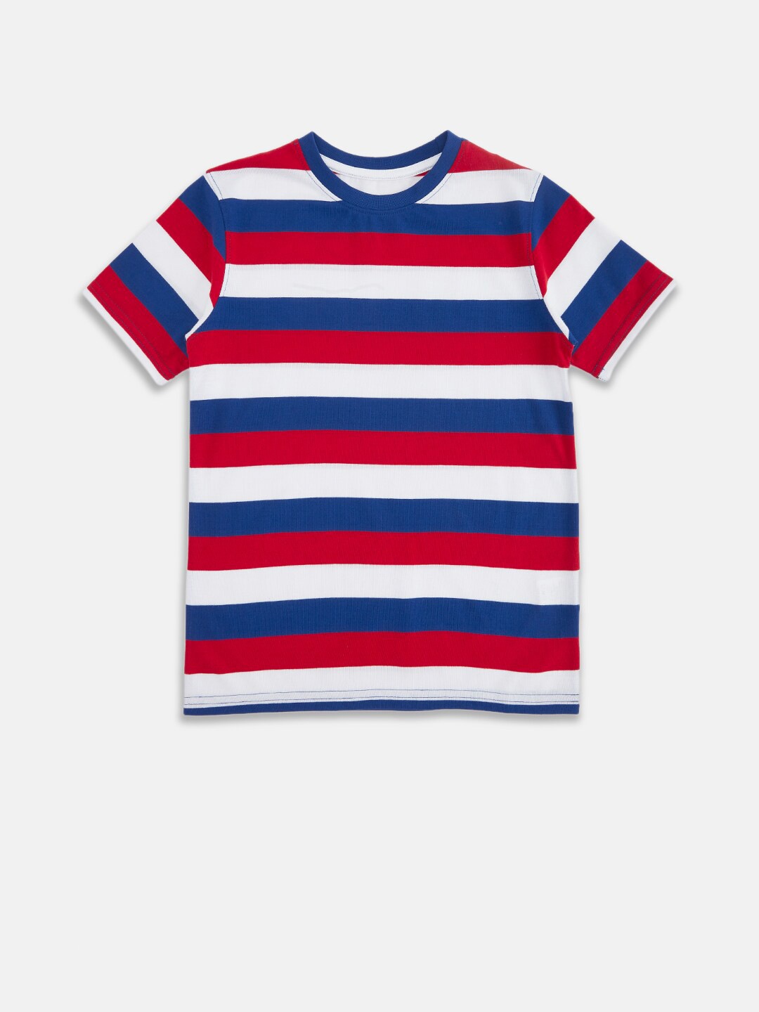 

Pantaloons Junior Boys Red & White Striped Cotton T-shirt