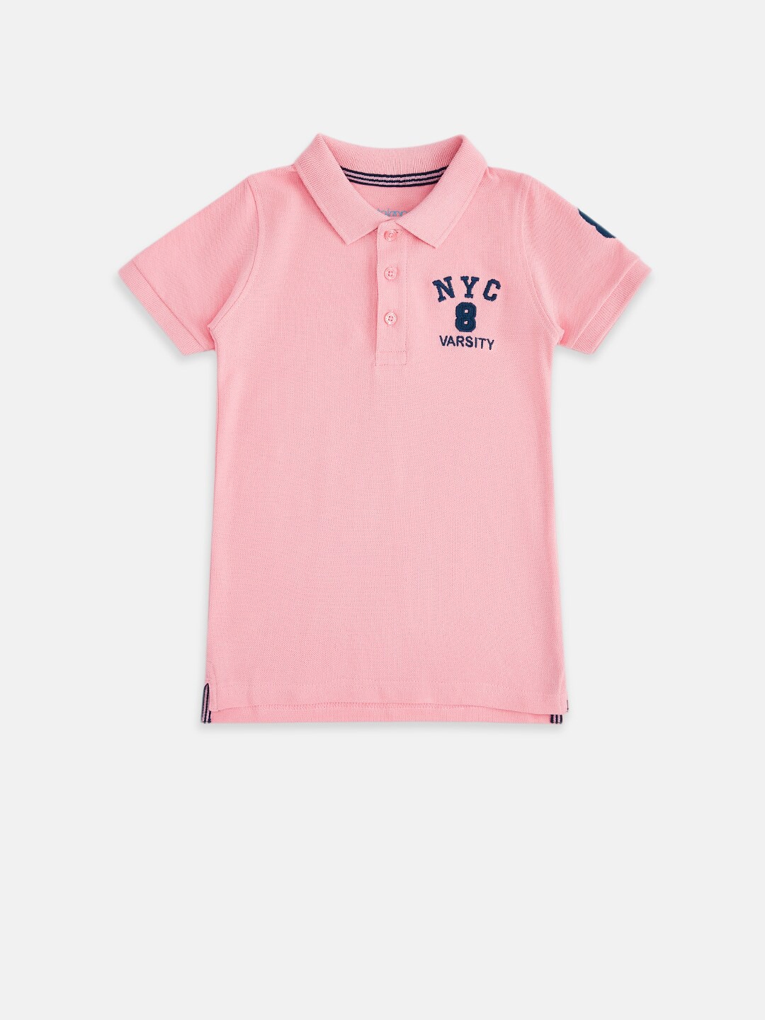 

Pantaloons Junior Boys Pink Polo Collar Cotton T-shirt