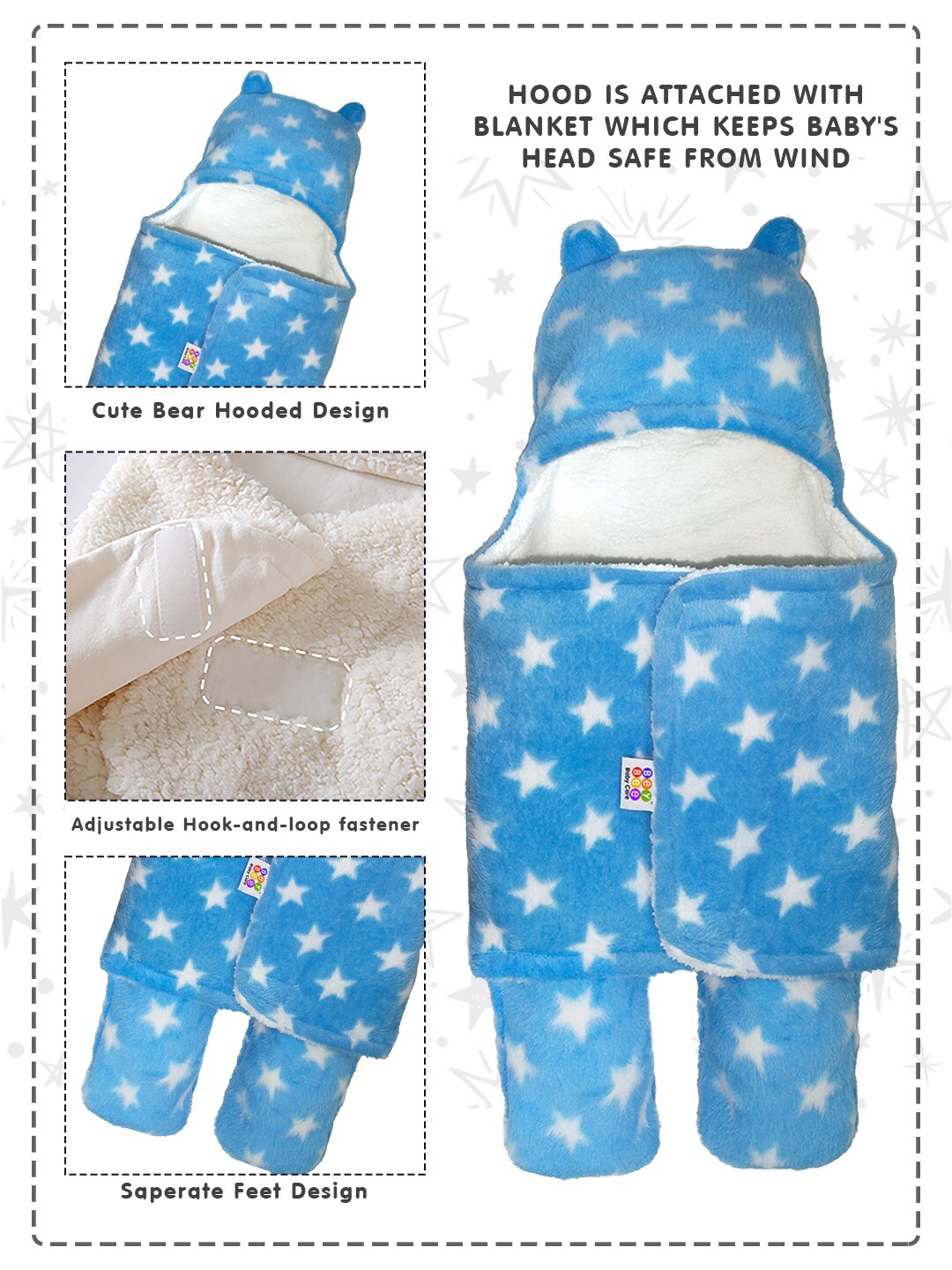 BeyBee Blue 553 GSM Single Bed Geometric Fleece Heavy Winter Blanket