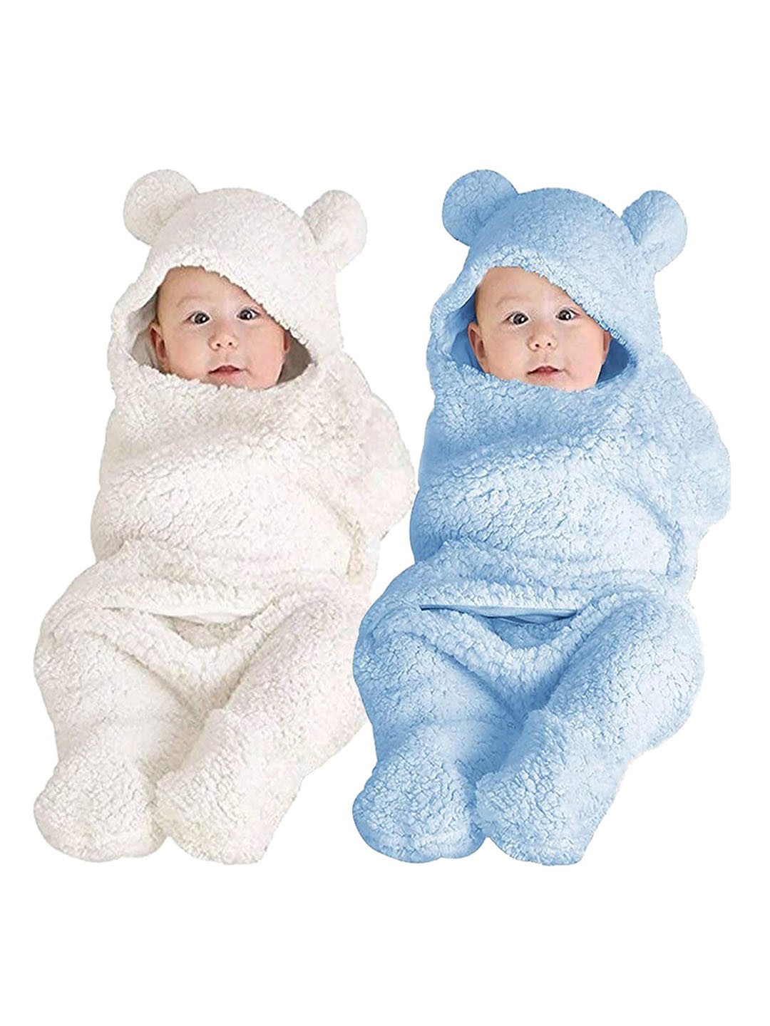 

BeyBee Blue & White Set of 2 Fleece Heavy Winter 553 GSM Double Bed Blanket