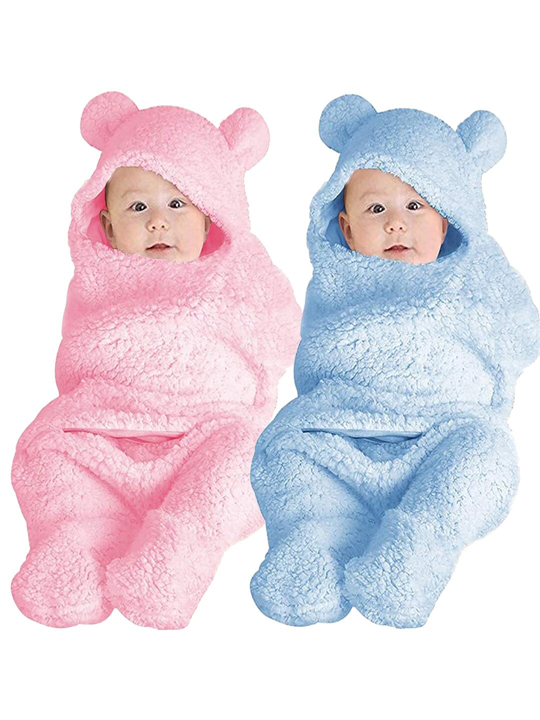 

BeyBee Pack Of 2 Pink & Blue Fleece Heavy Winter 553 GSM Double Bed Blanket