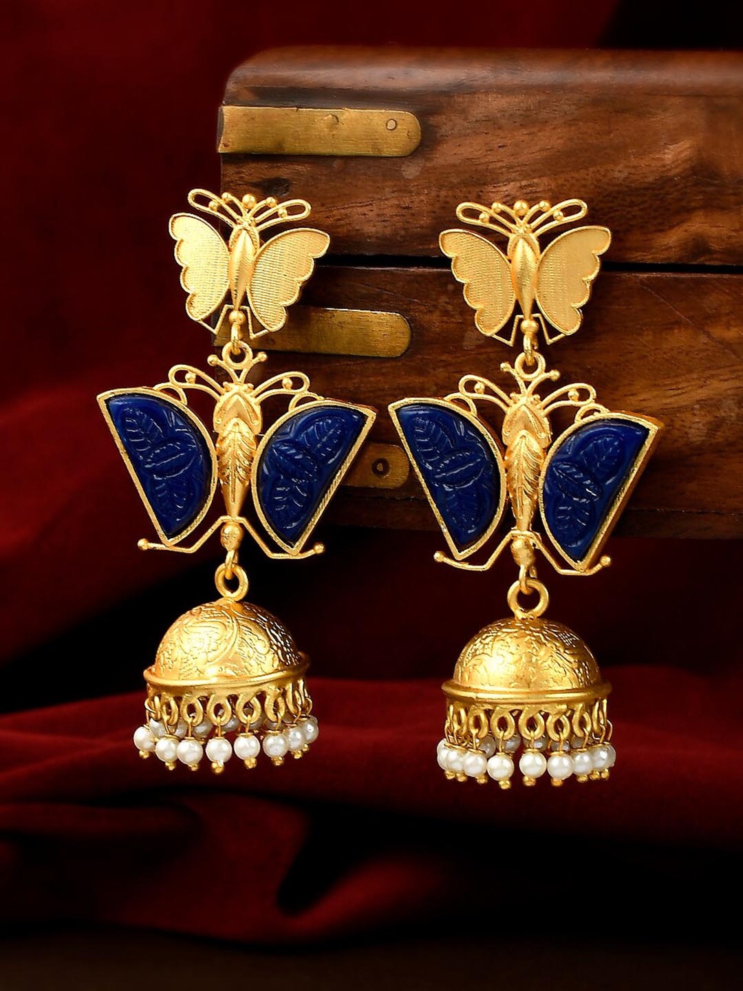 

Silvermerc Designs Gold-Plated Contemporary Jhumkas Earrings