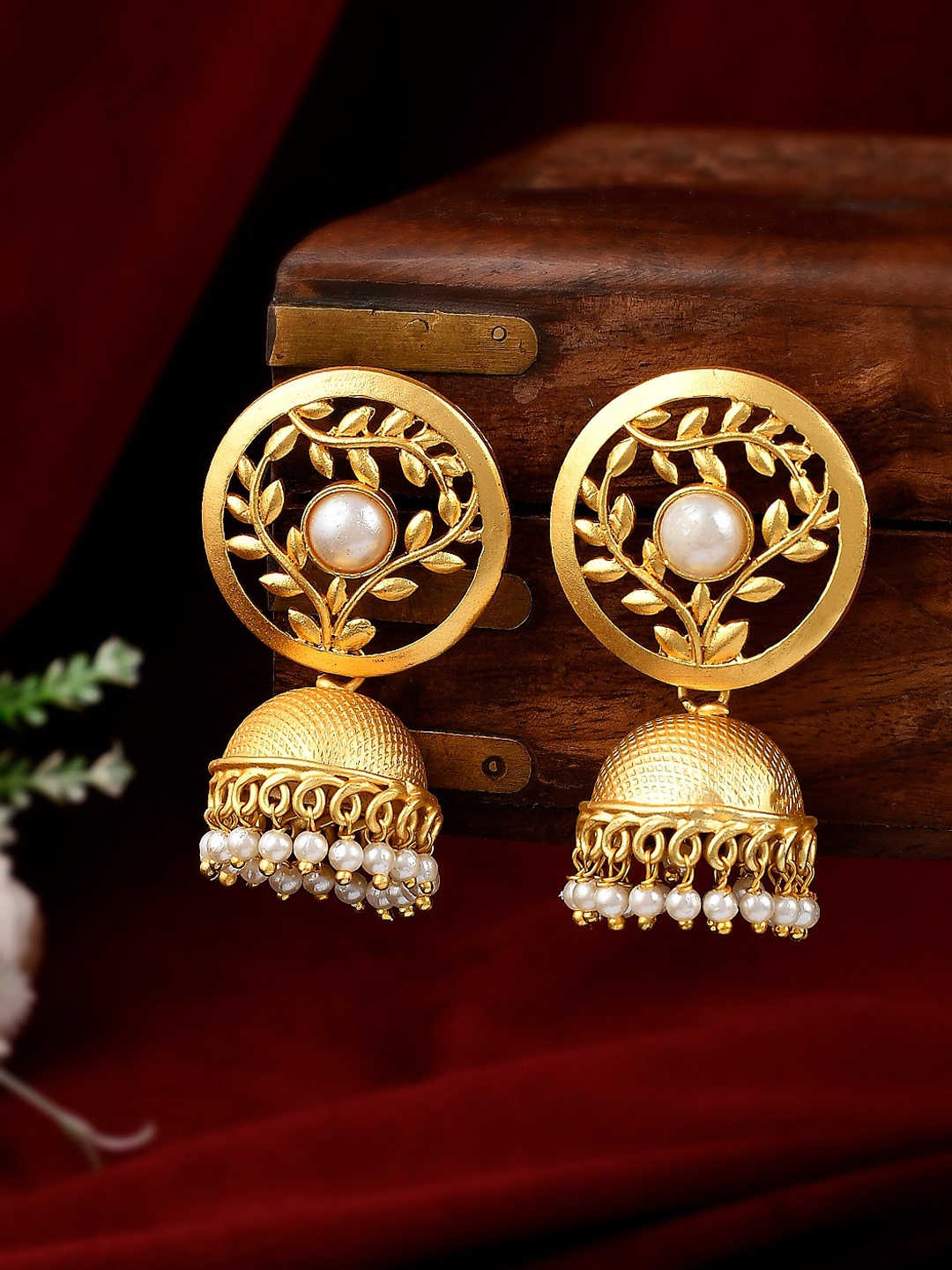 

Silvermerc Designs Gold-Toned Contemporary Jhumkas Earrings