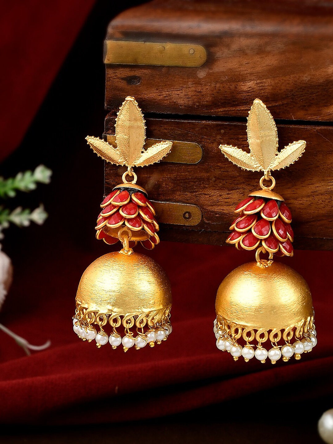 

Silvermerc Designs Gold-Toned Contemporary Jhumkas Earrings