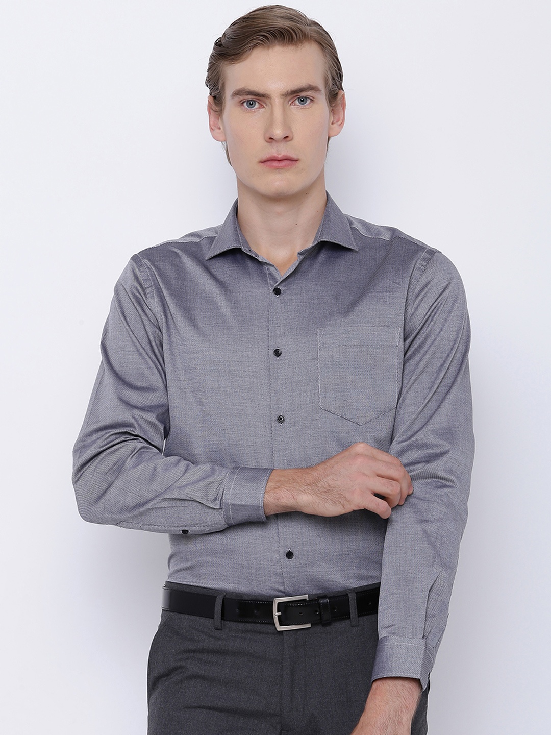 

Black coffee Men Grey Slim Fit Formal Shirt