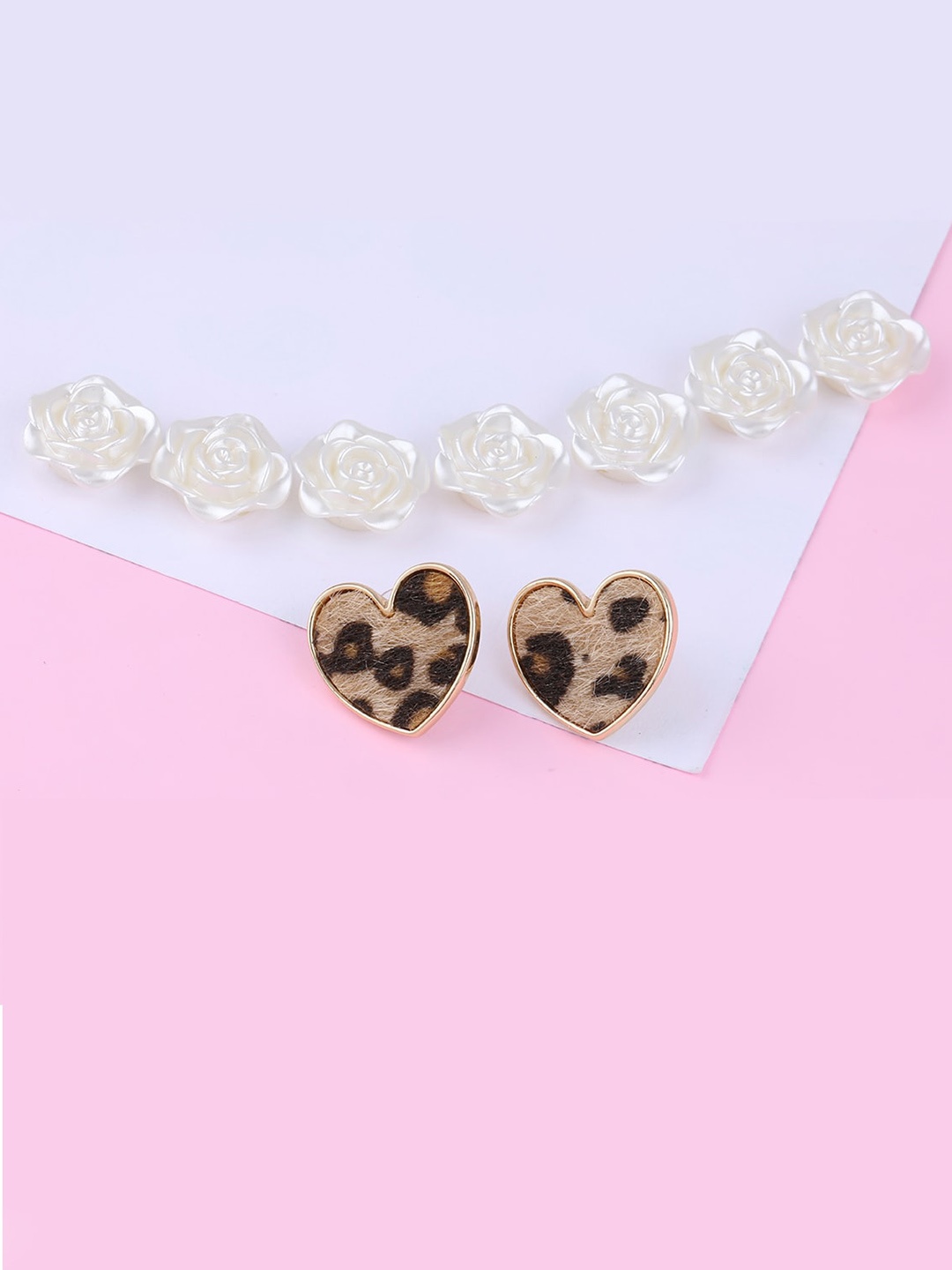 

Silver Shine Women Antique Gold-Toned Fancy Heart shaped Contemporary Studs Earrings