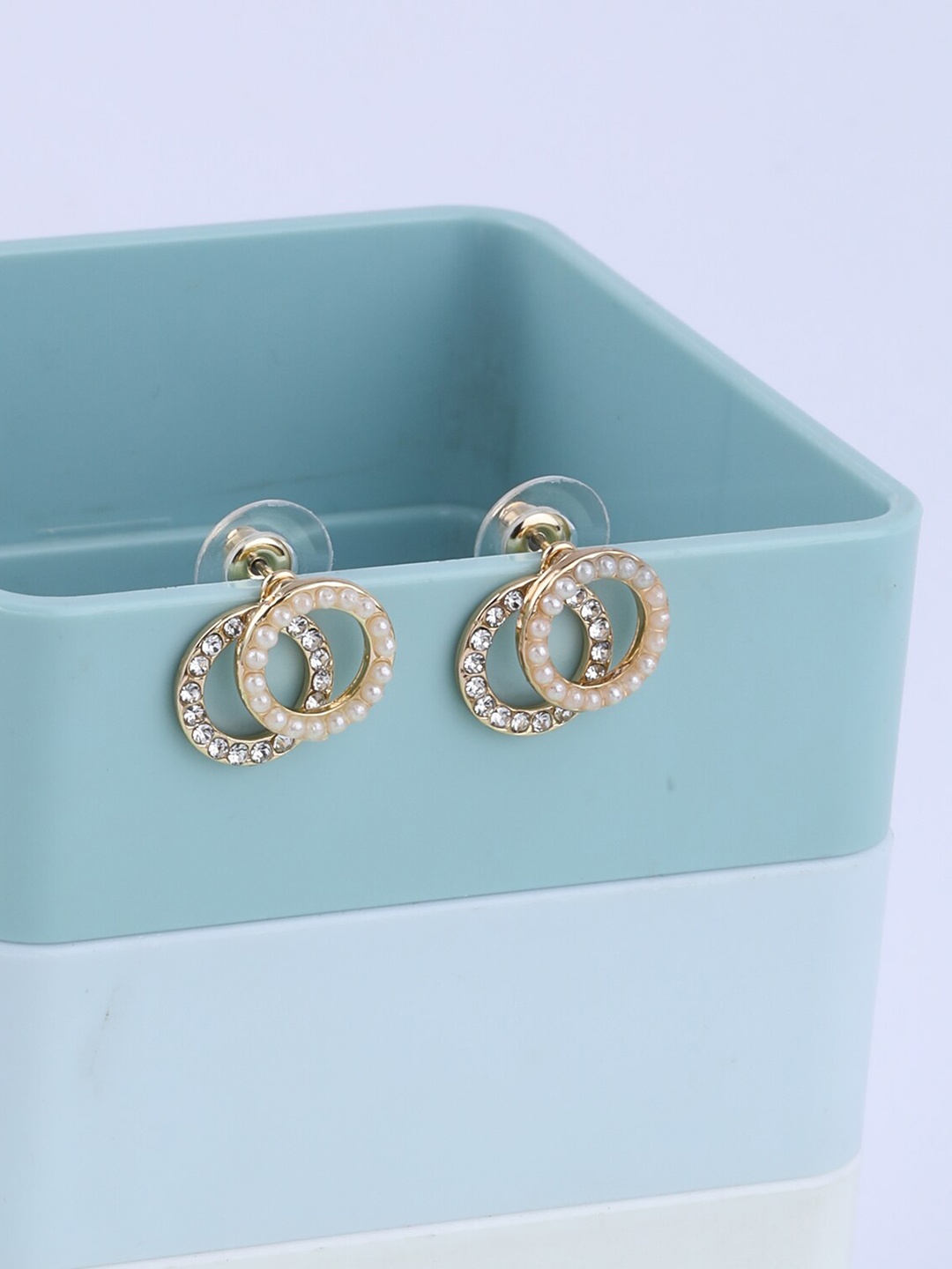 

Silver Shine Gold-Toned Contemporary Studs Earrings