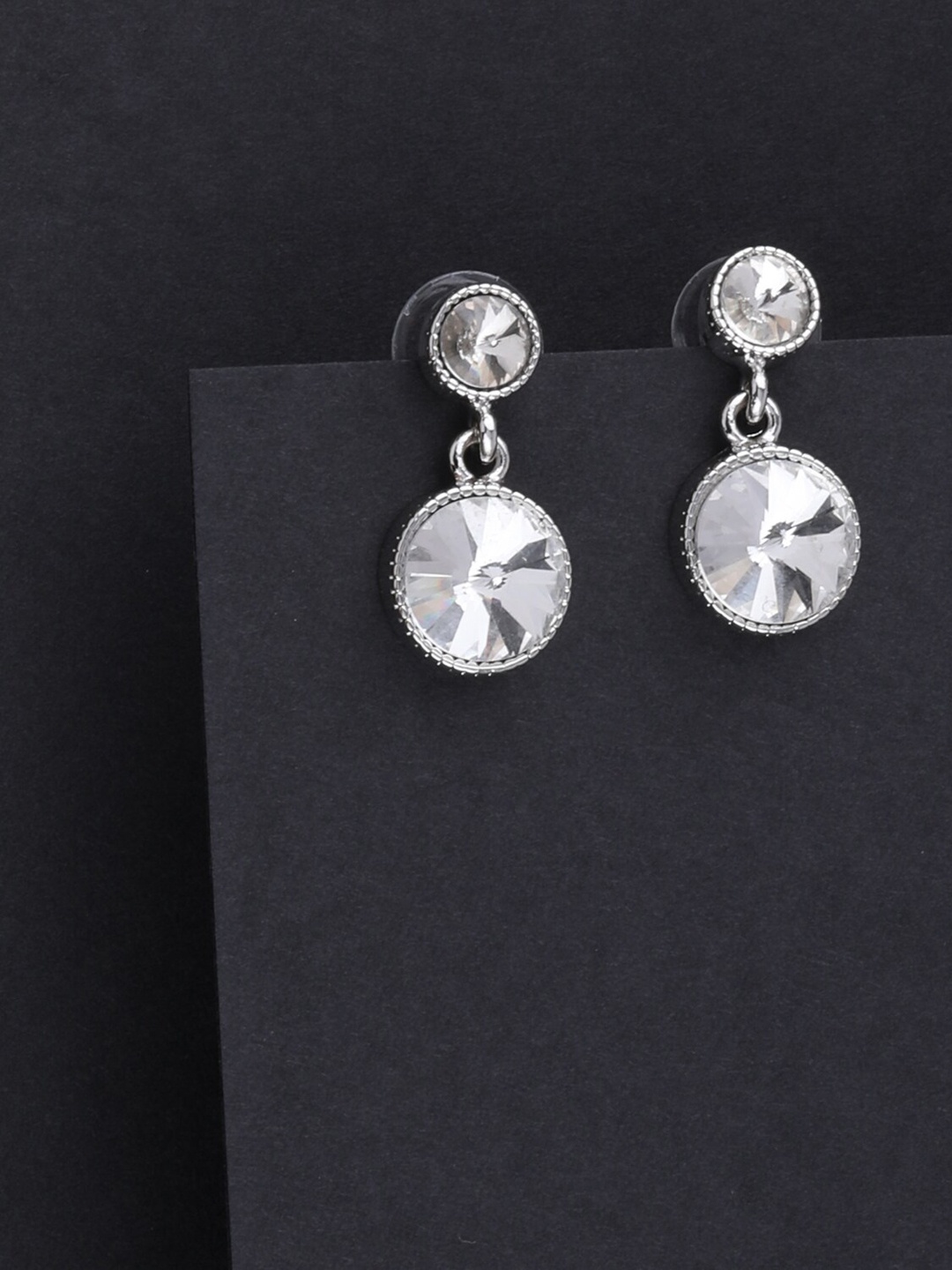 

Silver Shine Silver-Toned Contemporary Drop Earrings