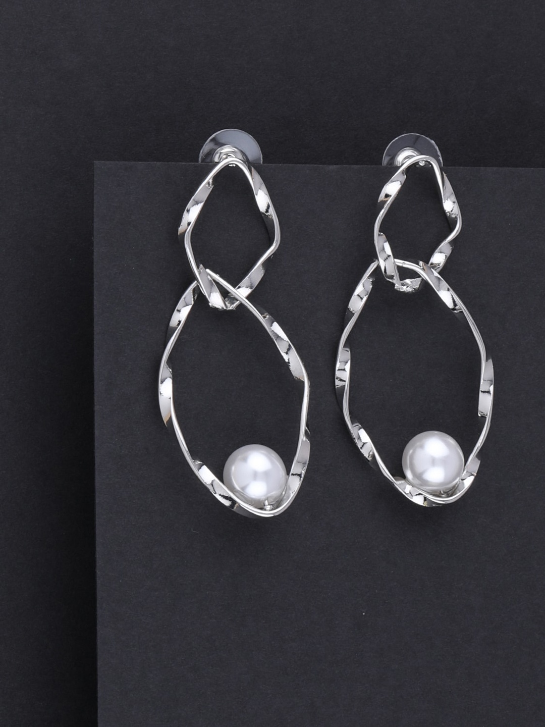 

Silver Shine Women Silver-Toned Contemporary Hoop Earrings