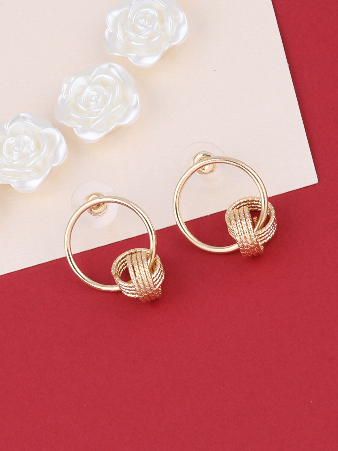 

Silver Shine Gold-Toned Contemporary Drop Earrings