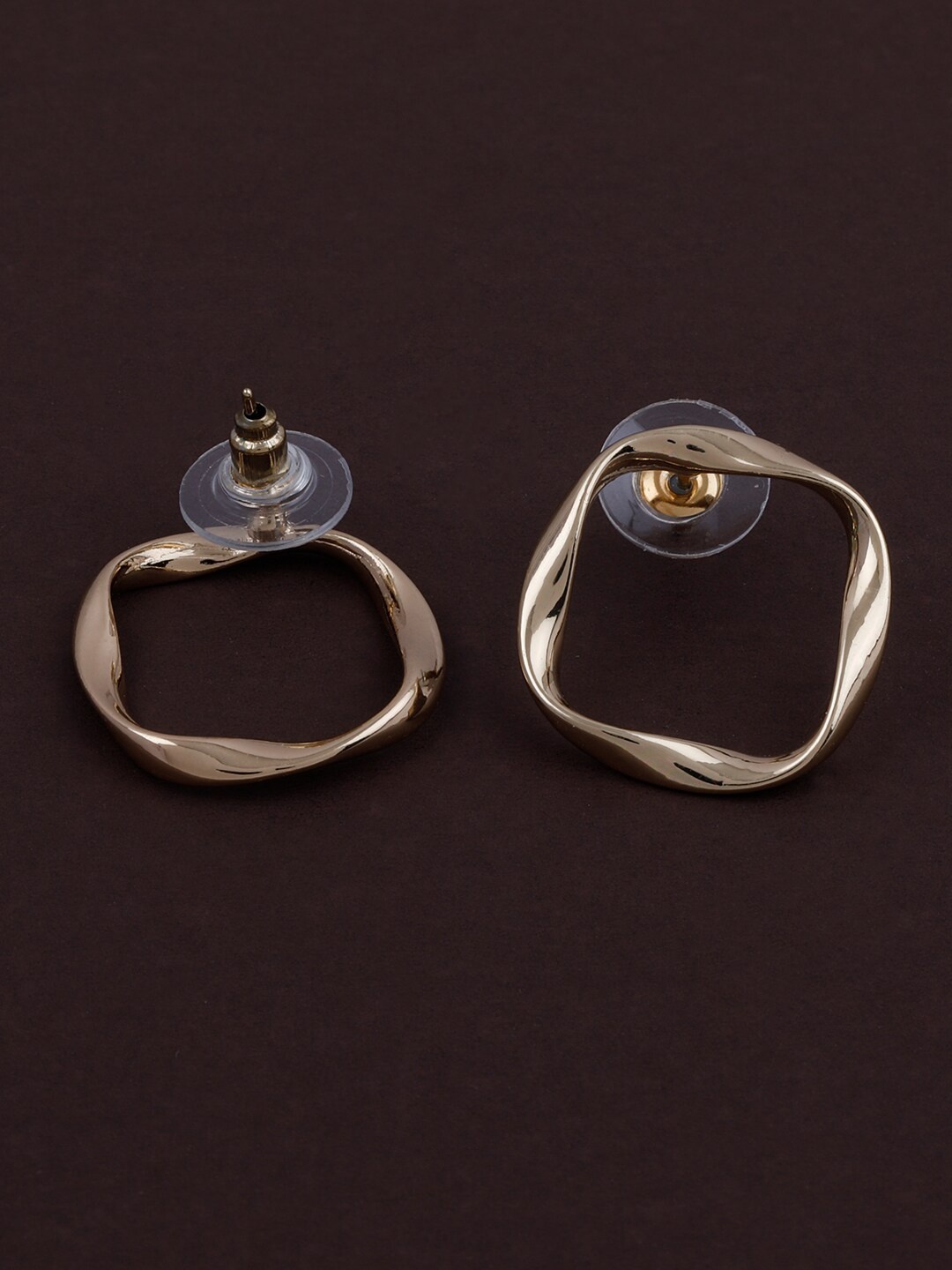 

Silver Shine Gold-Toned Contemporary Studs Earrings