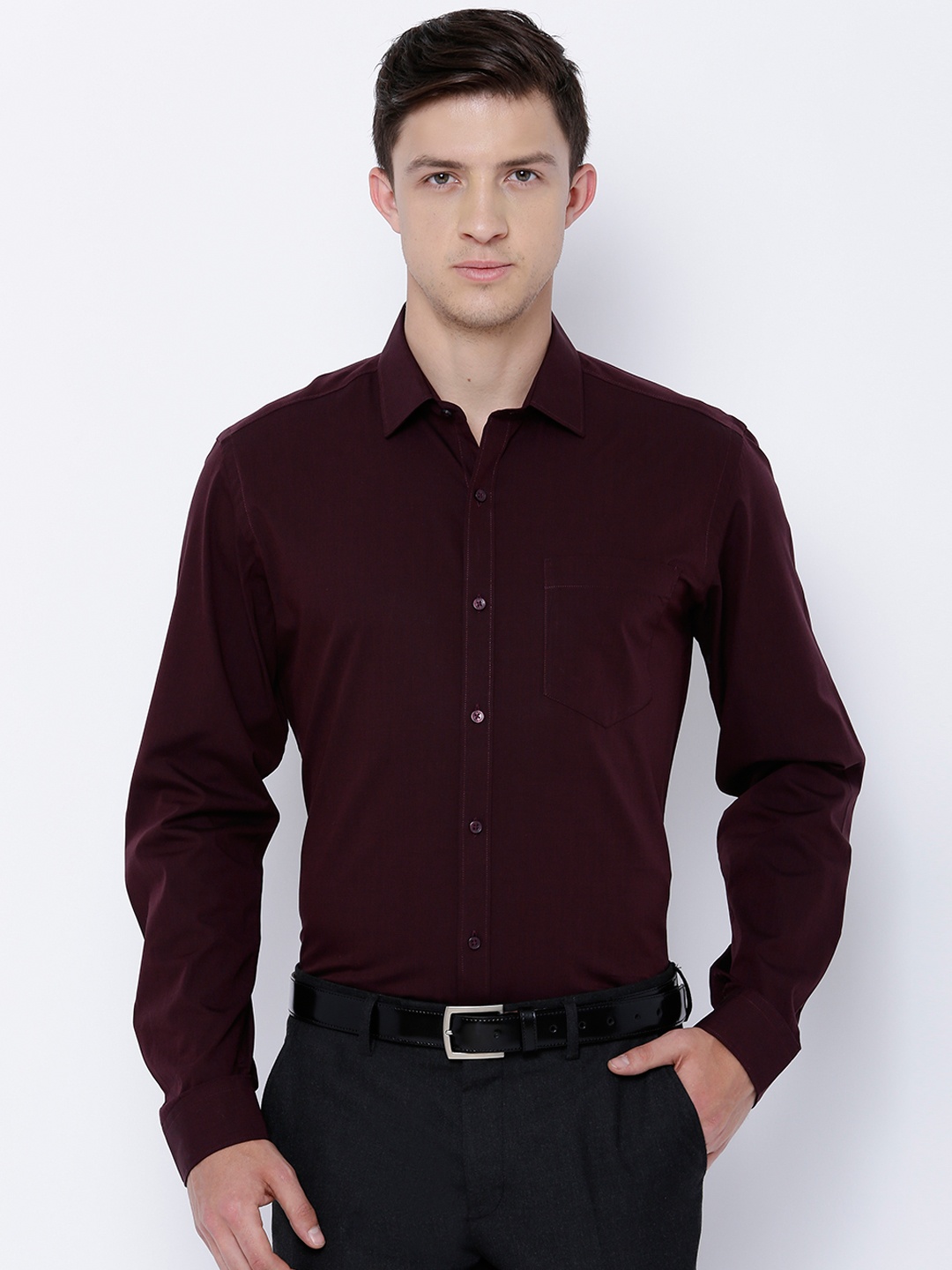 

Black coffee Men Maroon Slim Fit Formal Shirt