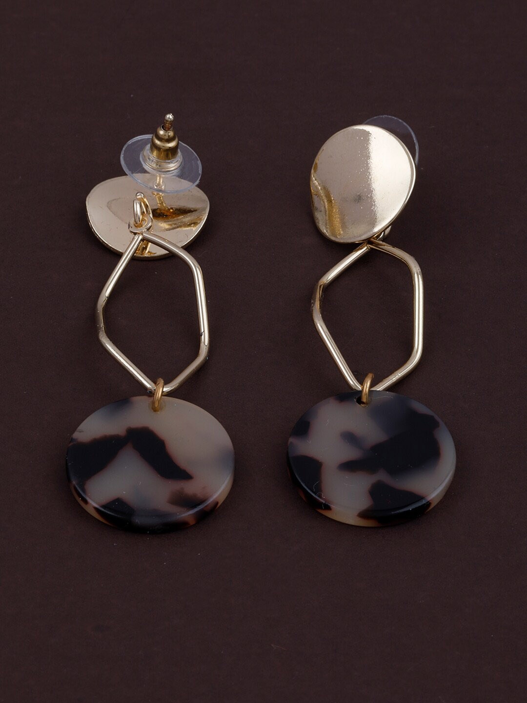 

Silver Shine Gold-Toned Contemporary Drop Earrings