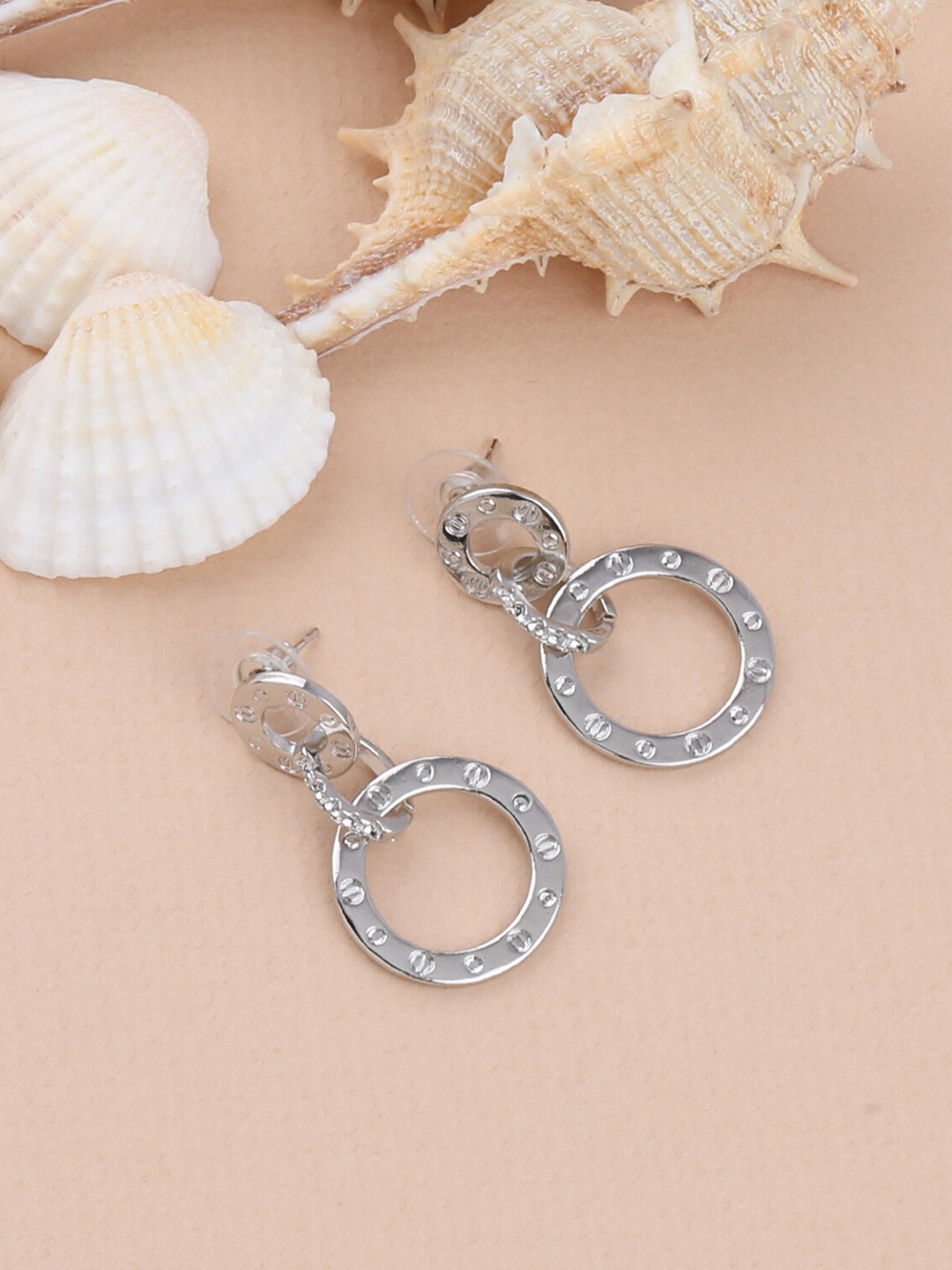 

Silver Shine White Contemporary Hoop Earrings