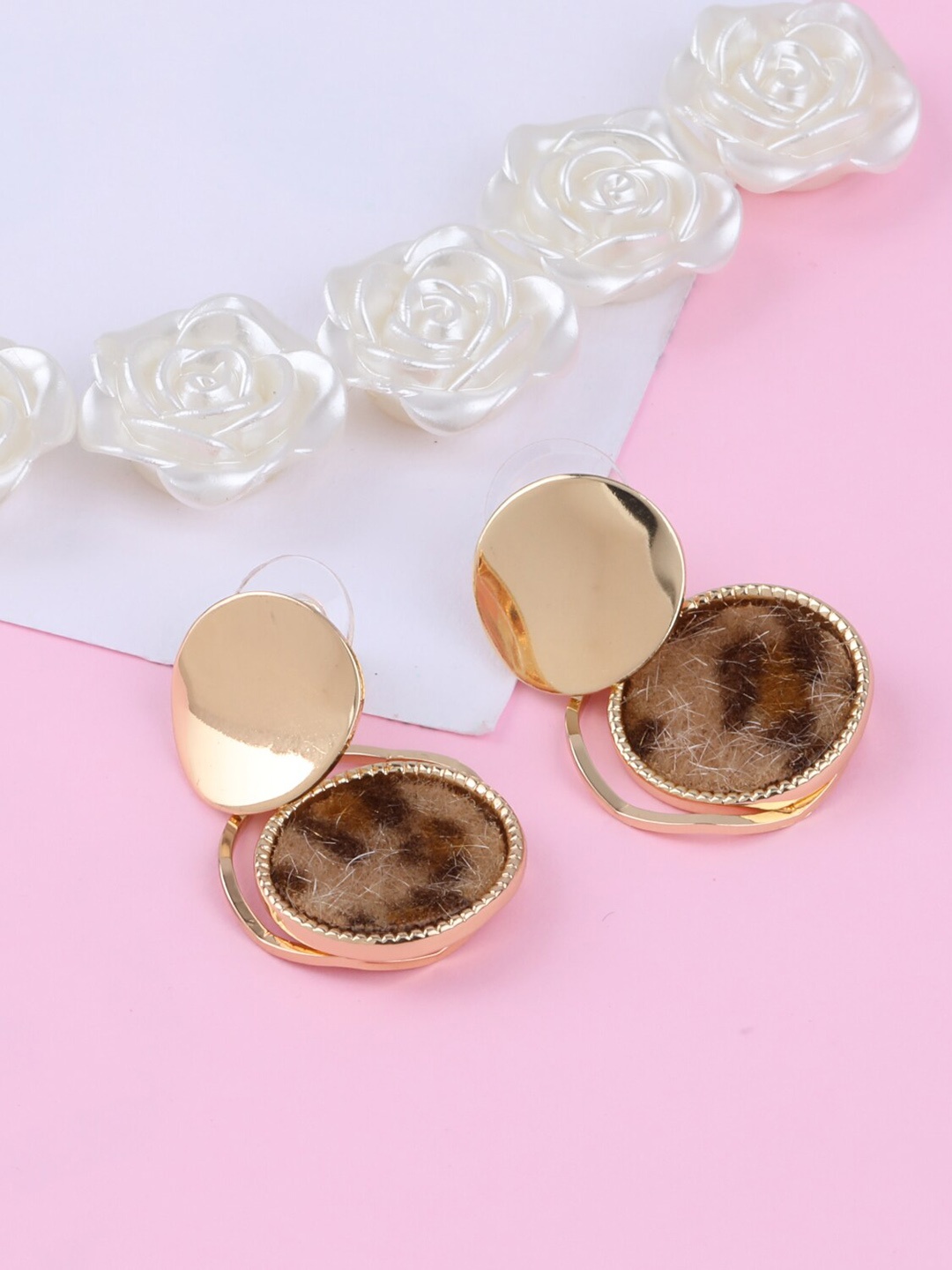 

Silver Shine Gold-Plated Contemporary Drop Earrings
