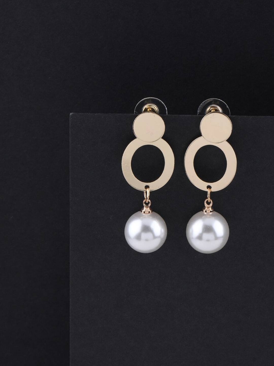 

Silver Shine Gold-Toned Contemporary Drop Earrings