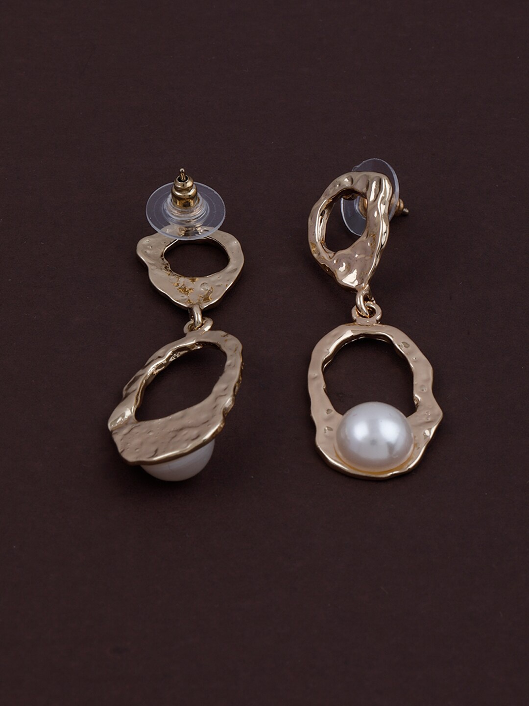 

Silver Shine Gold-Toned Contemporary Drop Earrings