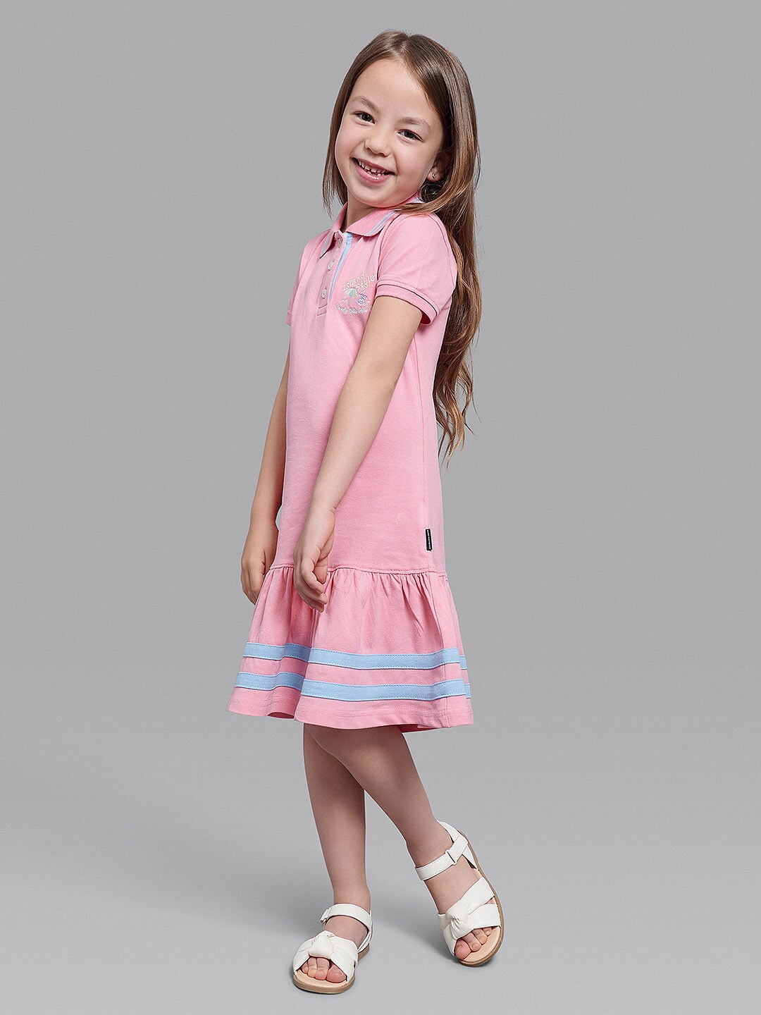 

Beverly Hills Polo Girls Club Pink Solid Cotton Drop-Waist Dress