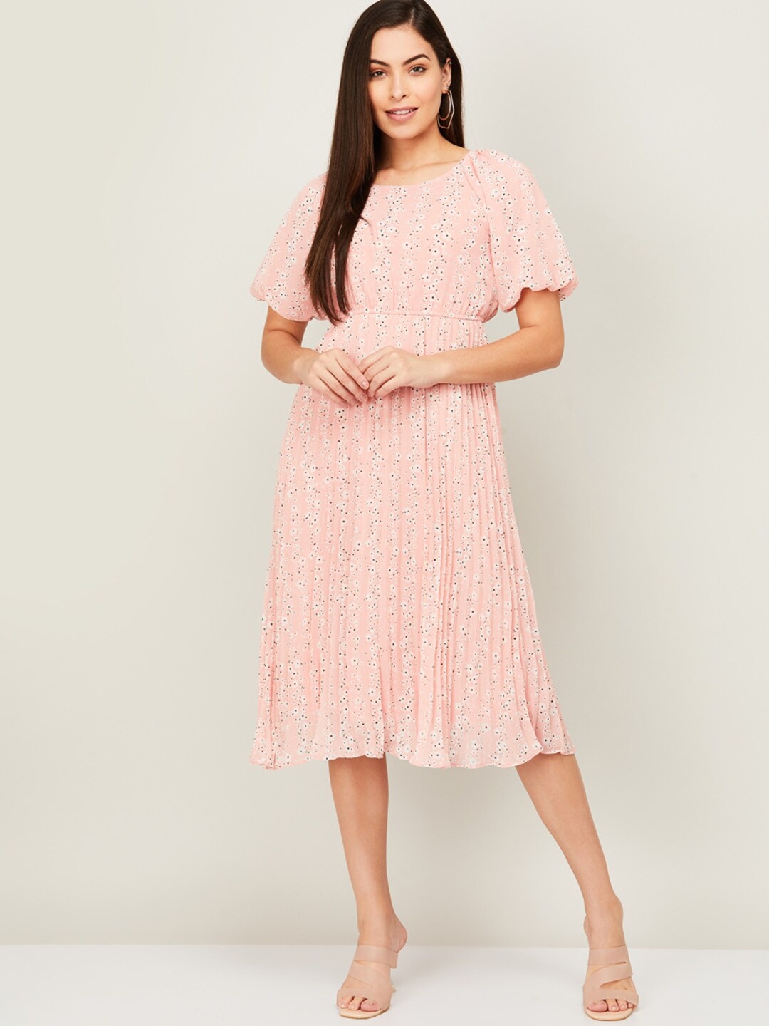 

CODE by Lifestyle Pink Floral A-Line Midi Dress