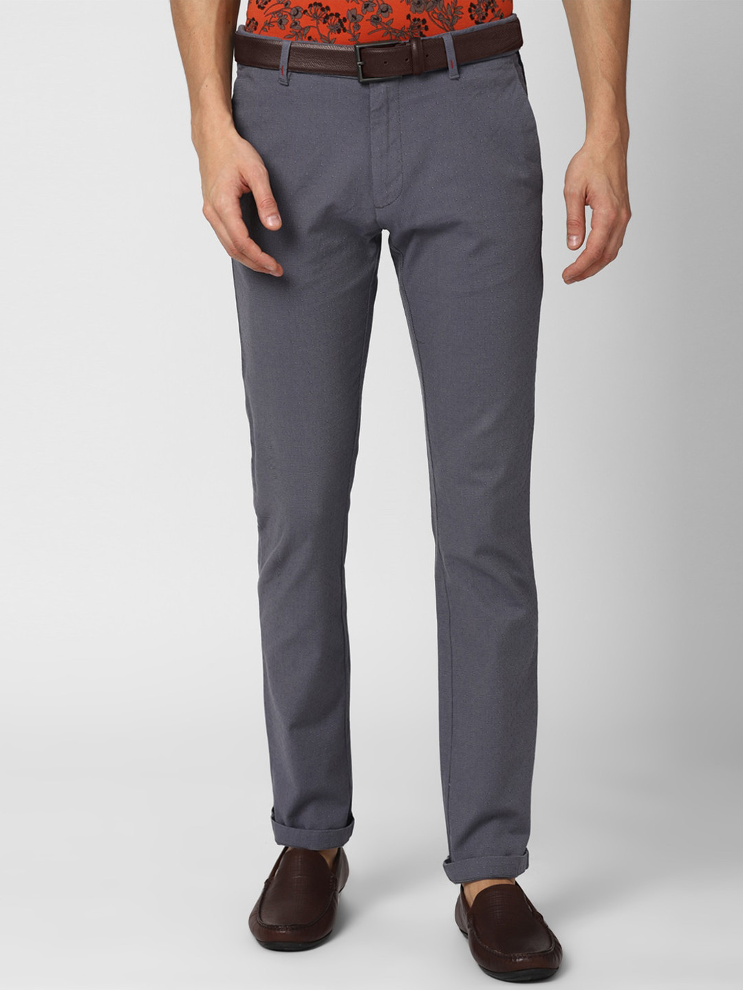 

V Dot Men Navy Blue Slim Fit Trousers