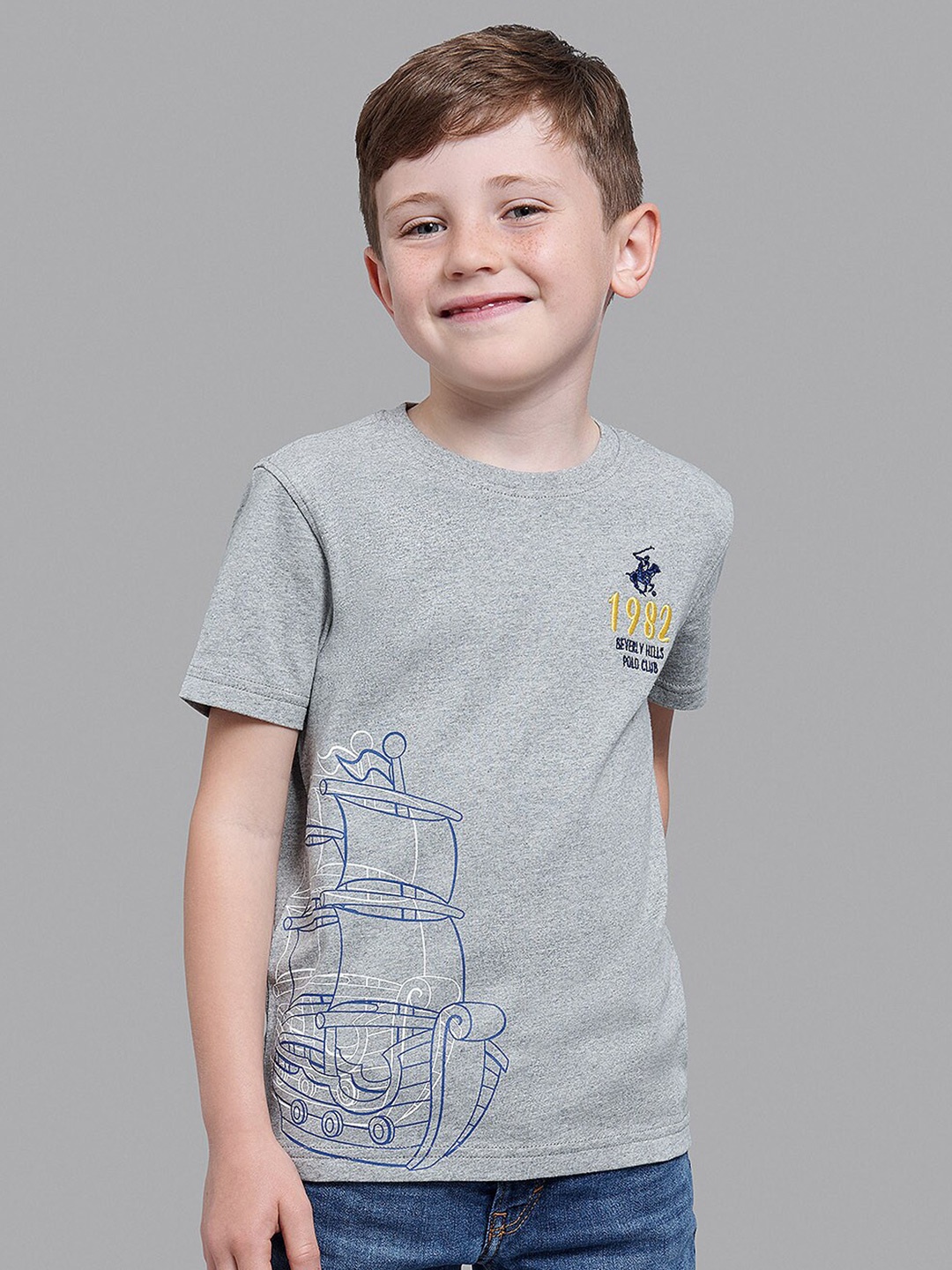 

Beverly Hills Polo Club Boys Grey Typography Applique T-shirt