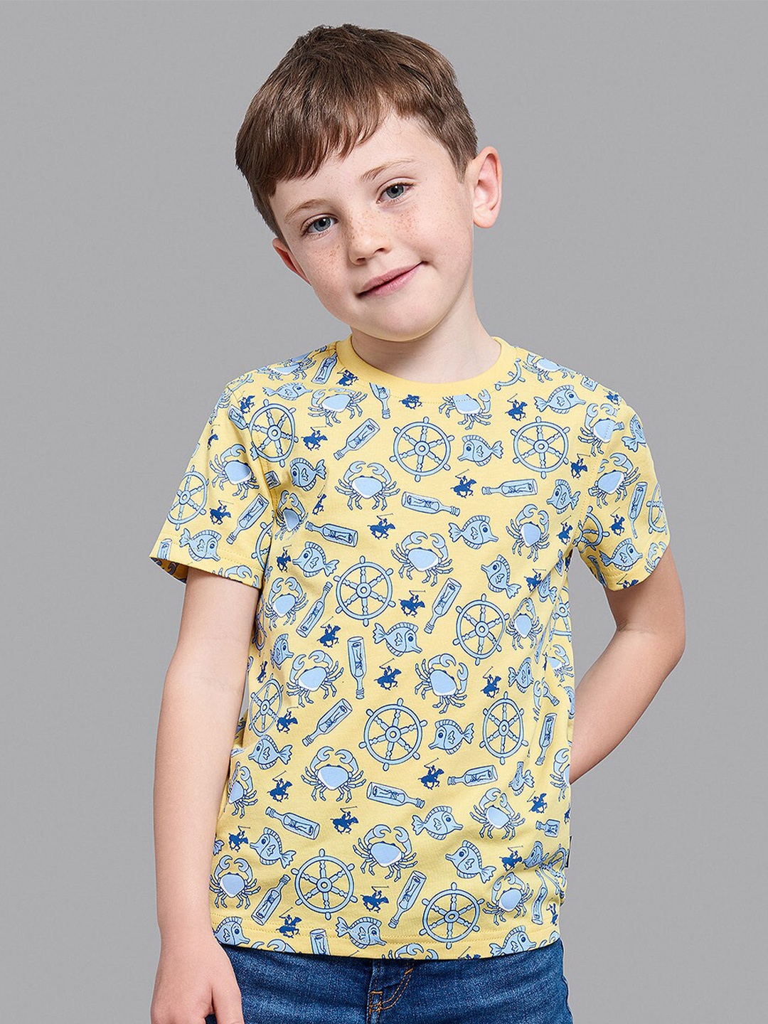 

Beverly Hills Polo Club Boys Yellow Printed T-shirt