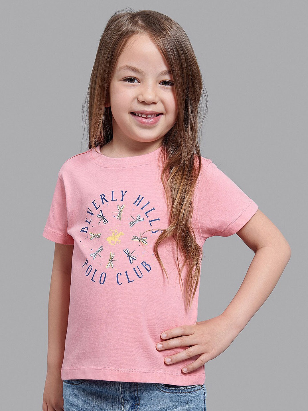 

Beverly Hills Polo Club Girls Pink Printed T-shirt